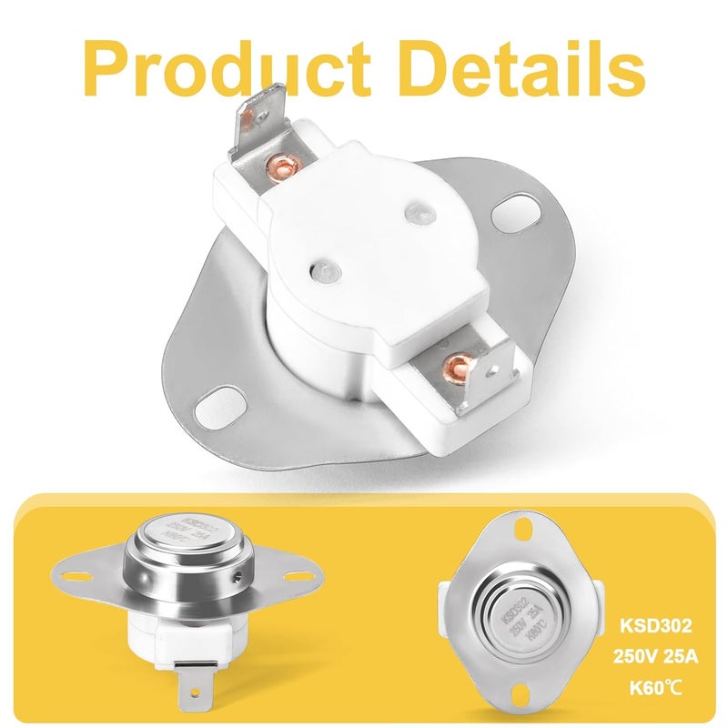 Adviace 80599 Low-Temp Ceramic Limit Snap Disc Switch for Vogelzang VG5790, VG5770 Pellet Stoves, USSC, Ashley and King Pellet Stoves, F140-10F Low Limit Thermodisc Switch Exhaust T-Disc. - Image 5